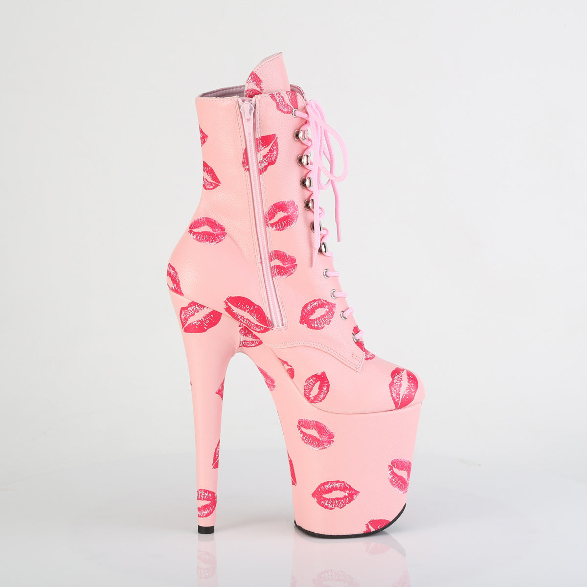 FLAMINGO-1020KISSES Pleaser Pink Pole Dancing Boots with Kisses