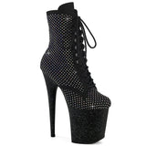 FLAMINGO-1020RM Pleaser Black Pole Dancing Bling Ankle Boots