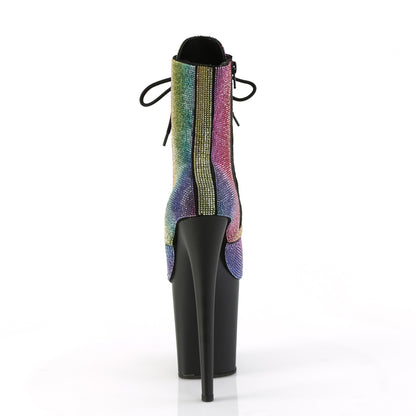 FLAMINGO-1020RS Pleaser Ankle/Mid-Calf Boots Rainbow RS/Black Matte Platforms (Exotic Dancing)