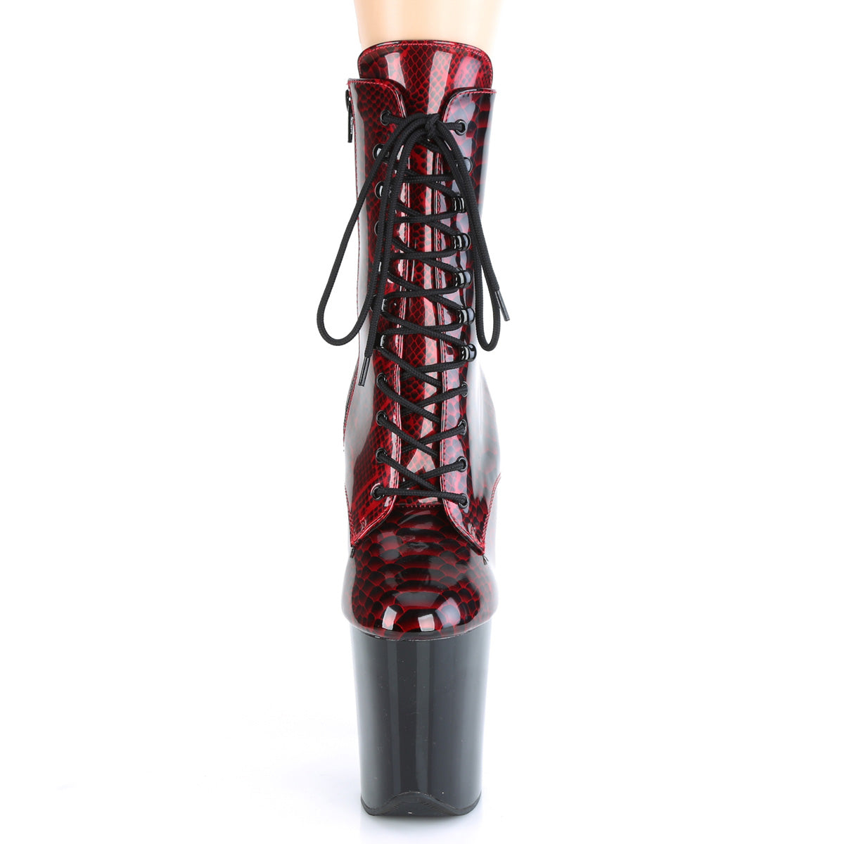 FLAMINGO-1020SP 8" Heel Red Snake Print Pole Dancer Shoes-Pleaser- Sexy Shoes Alternative Footwear