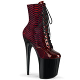 Red 8 Inch Statement High Ankle Boots -  Pleaser FLAMINGO-1020SP