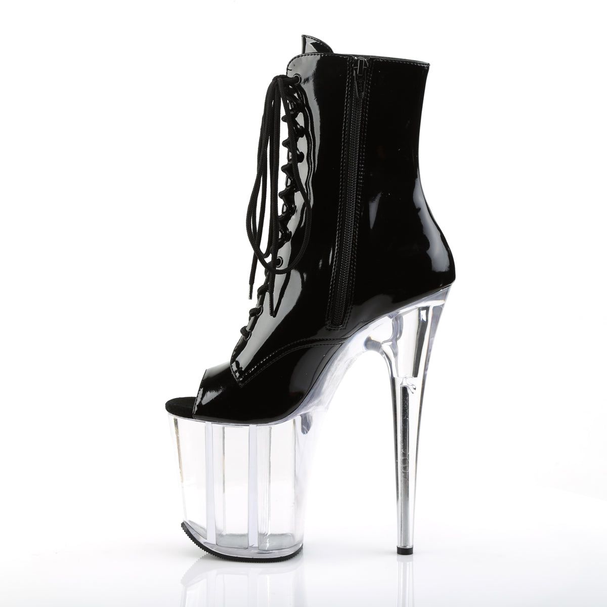 FLAMINGO-1021 8" Heel Black and Clear Pole Dancing Platforms-Pleaser- Sexy Shoes Pole Dance Heels