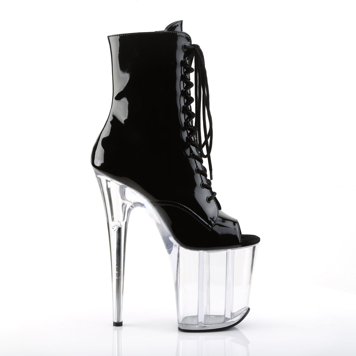 FLAMINGO-1021 8" Heel Black and Clear Pole Dancing Platforms-Pleaser- Sexy Shoes Fetish Heels