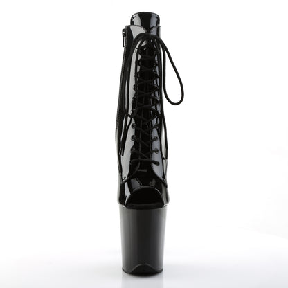 FLAMINGO-1021 8" Heel Black Patent Pole Dancing Platforms-Pleaser- Sexy Shoes Alternative Footwear