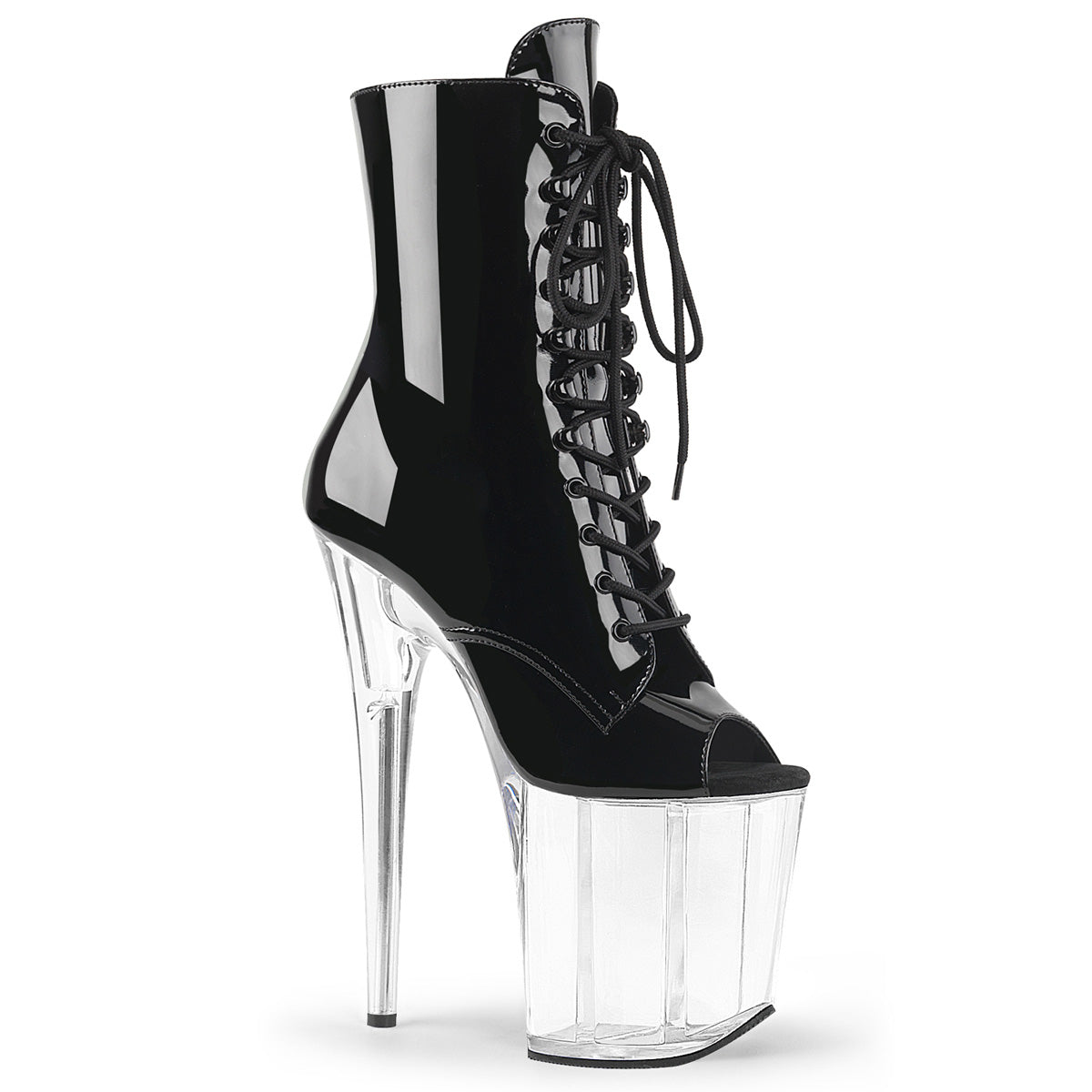 FLAMINGO-1021 8" Heel Black and Clear Pole Dancing Platforms-Pleaser- Sexy Shoes
