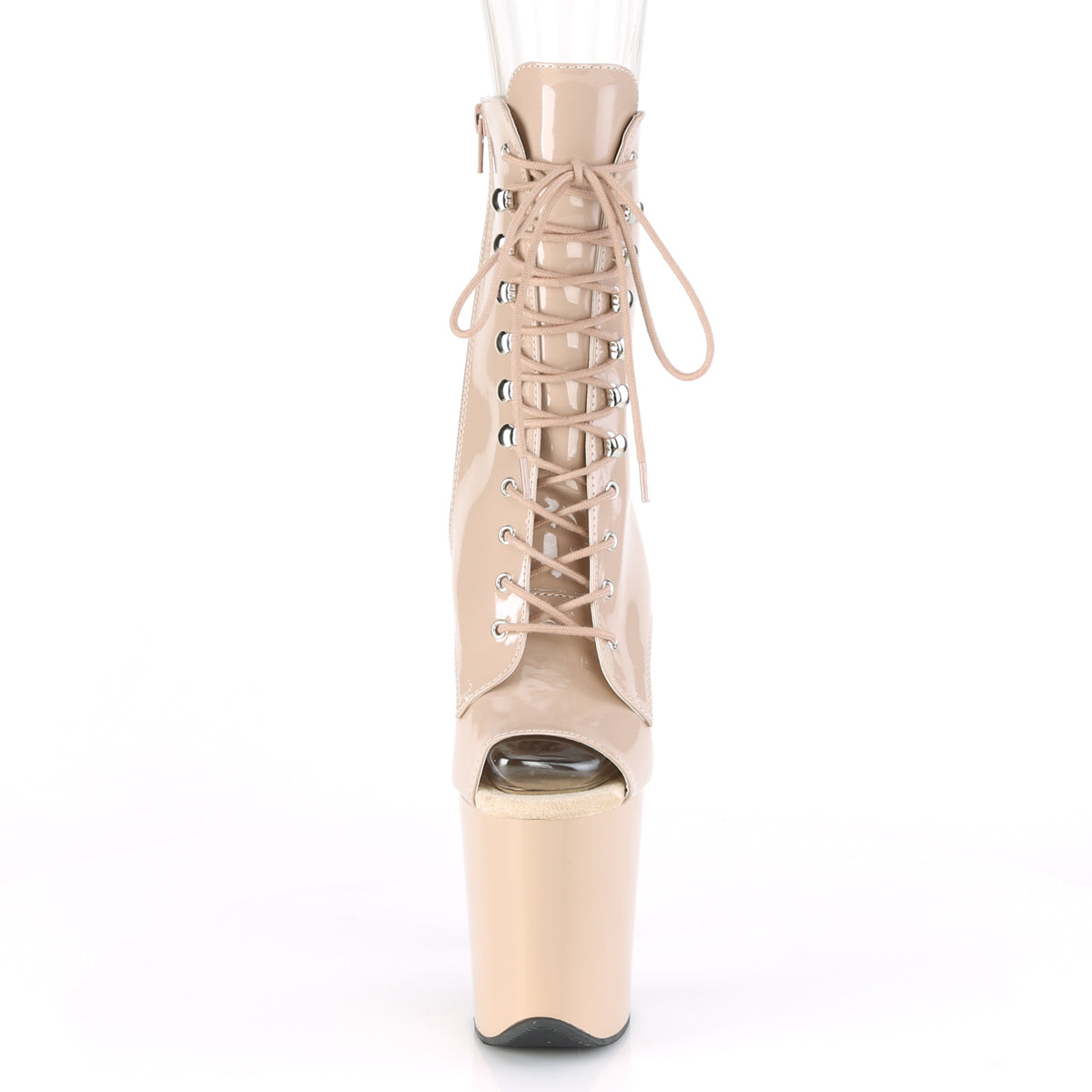 FLAMINGO-1021 8 Inch Heel Nude Patent Pole Dancing Platforms-Pleaser- Sexy Shoes Alternative Footwear