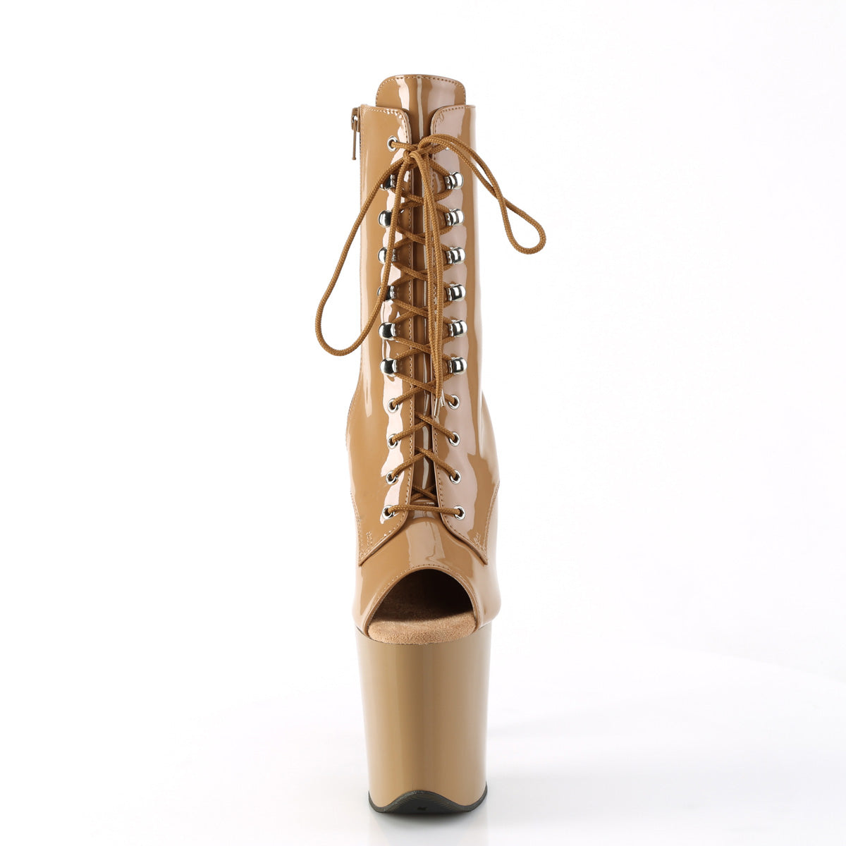 FLAMINGO-1021 Pleaser Ankle/Mid-Calf Boots Toffee Pat/Toffee Platforms (Exotic Dancing)