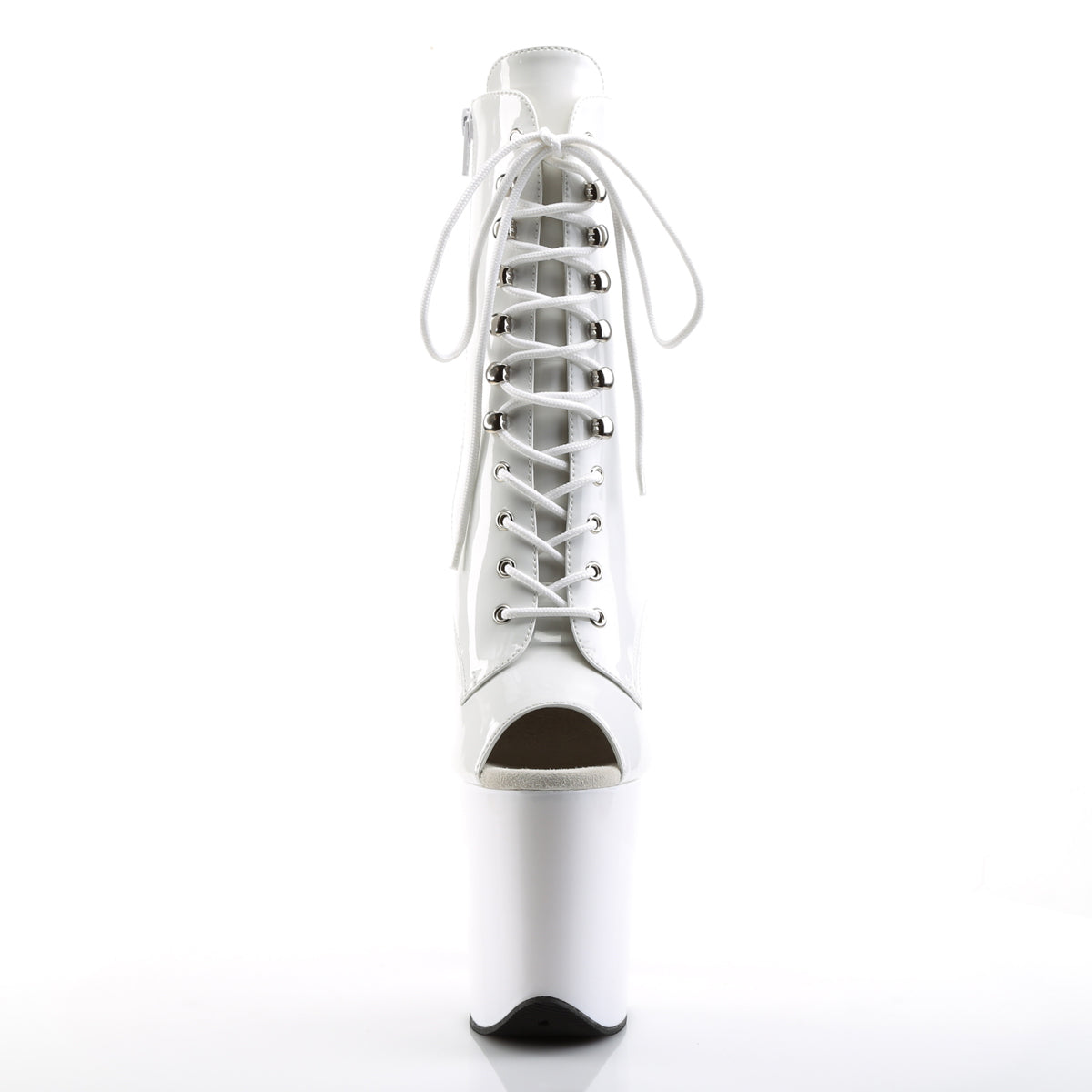 FLAMINGO-1021 8" Heel White Patent Pole Dancing Platforms-Pleaser- Sexy Shoes Alternative Footwear