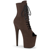 FLAMINGO-1021FS Pleaser 8 Inch Heel Mocha Ankle Boots Exotic Dancing