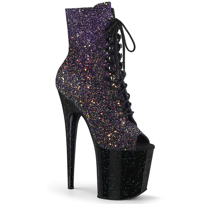 FLAMINGO-1021OMBG 8" Heel Purple Glitter Exotic Dancing Shoes