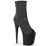FLAMINGO-1031GM Pleaser Ankle/Mid-Calf Boots Black Fabric-RS Mesh/Black Matte Platforms (Exotic Dancing)