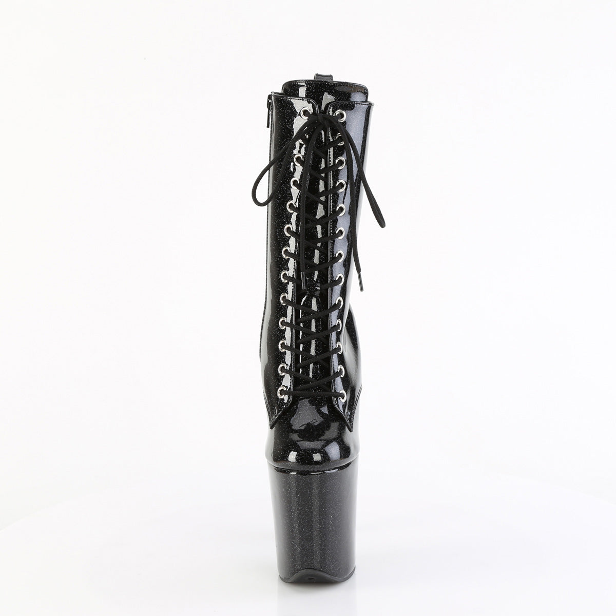 FLAMINGO-1040GP Pleaser 8 Inch Heel Black Glitter Ankle Boots Exotic Dancing