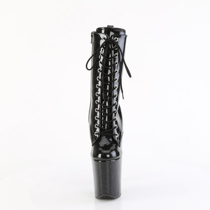 FLAMINGO-1040GP Pleaser 8 Inch Heel Black Glitter Ankle Boots Exotic Dancing