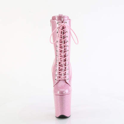 FLAMINGO-1040GP Pleaser 8 Inch Heel Exotic Dancing Baby Pink Glitter Ankle Boots