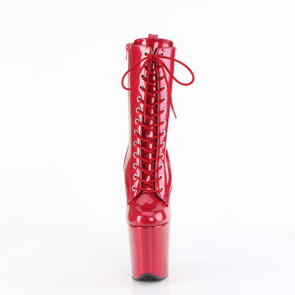 FLAMINGO-1040GP Pleaser 8 Inch Heel Fuchsia Glitter Ankle Boots