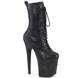 FLAMINGO-1040SPF Pleaser 8 Inch Heel Black Snake Print Ankle Boots