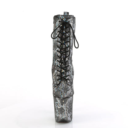 FLAMINGO-1040SPF Pleaser 8 Inch Heel Metallic Snake Print Ankle Boots
