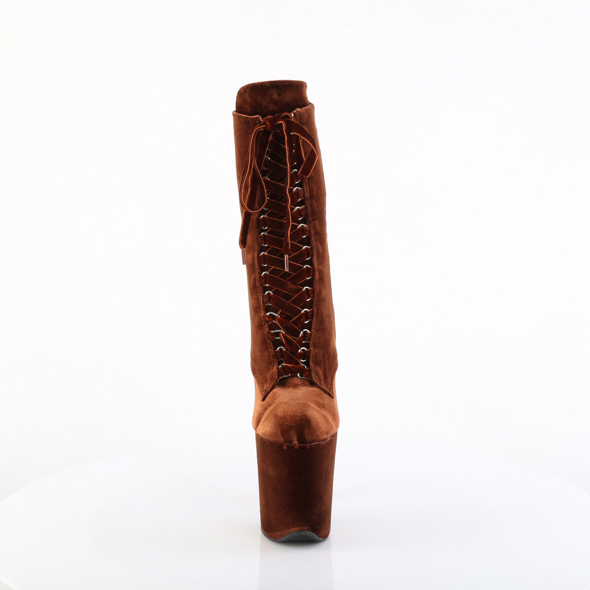 FLAMINGO-1045VEL Pleaser Brown Velvet Platform Kinky boots