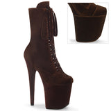 FLAMINGO-1045VEL Pleaser Brown Velvet Platform Kinky boots