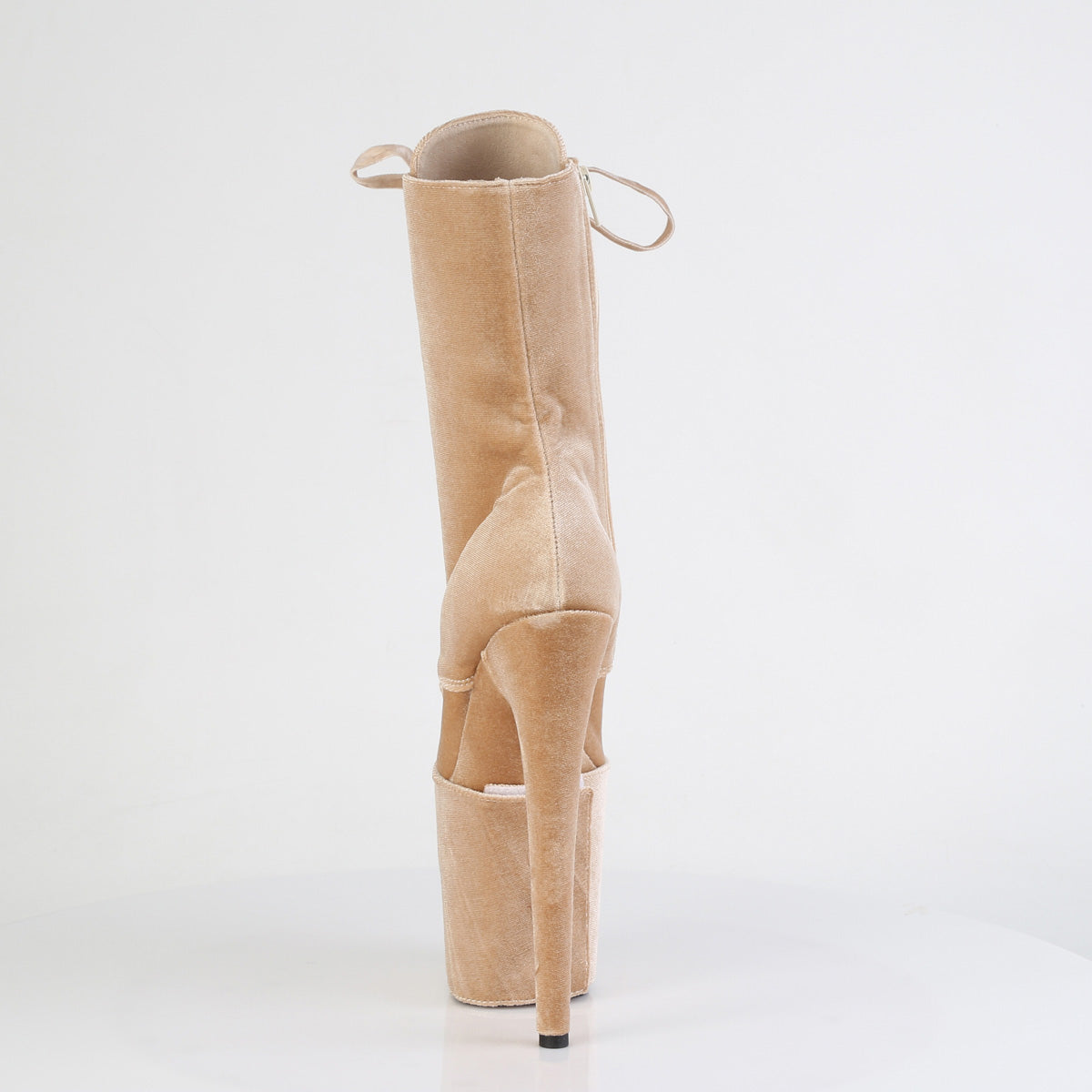 FLAMINGO-1045VEL Cream Velvet Pleaser Pole Dancing Ankle Boots