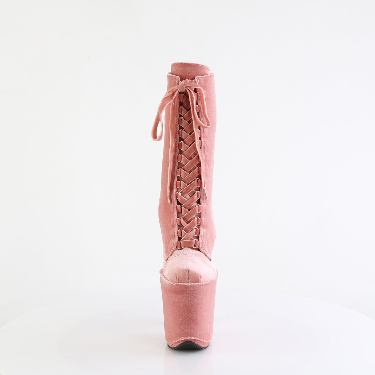 FLAMINGO-1045VEL Pleaser 8 Inch Heel Dusty Pink Exotic Dancing Velvet Ankle Boots