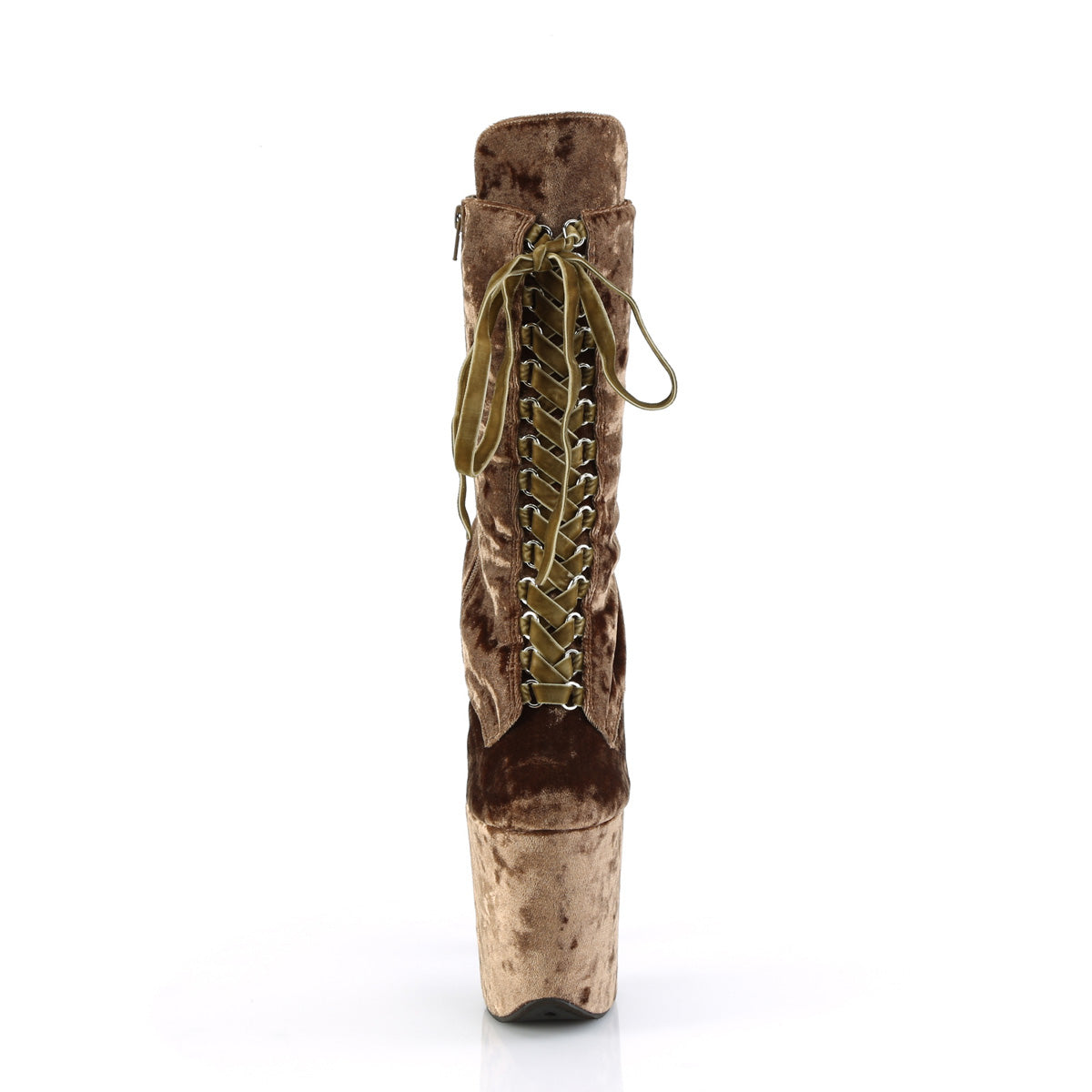 FLAMINGO-1045VEL Pleaser 8 Inch Heel Khaki Exotic Dancing Ankle Boots