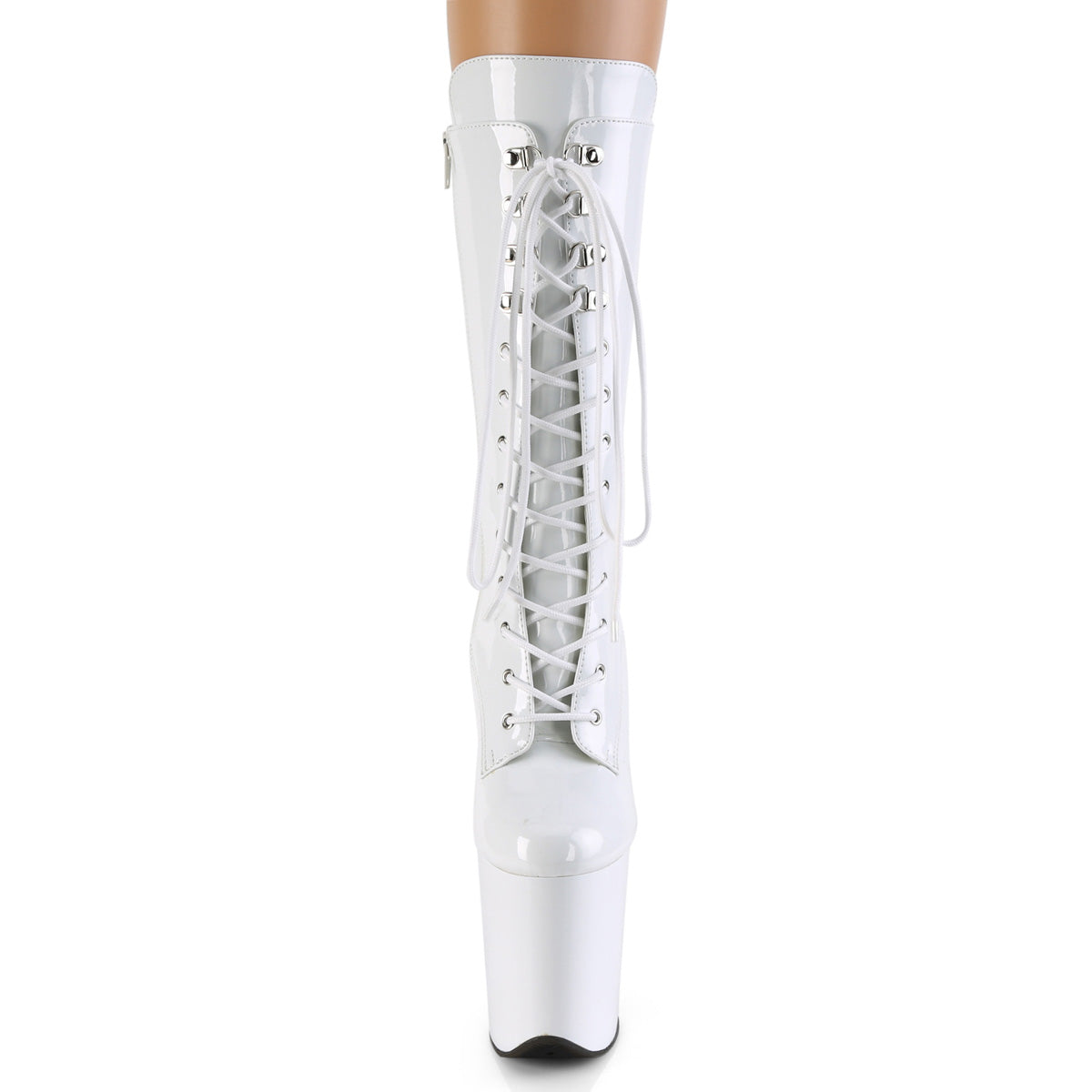 FLAMINGO-1050 8" Heel White Patent Pole Dancing -Pleaser- Sexy Shoes Alternative Footwear
