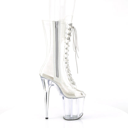 FLAMINGO-1050C Pleaser Ankle/Mid-Calf Boots Clear/Clr Platforms (Exotic Dancing)