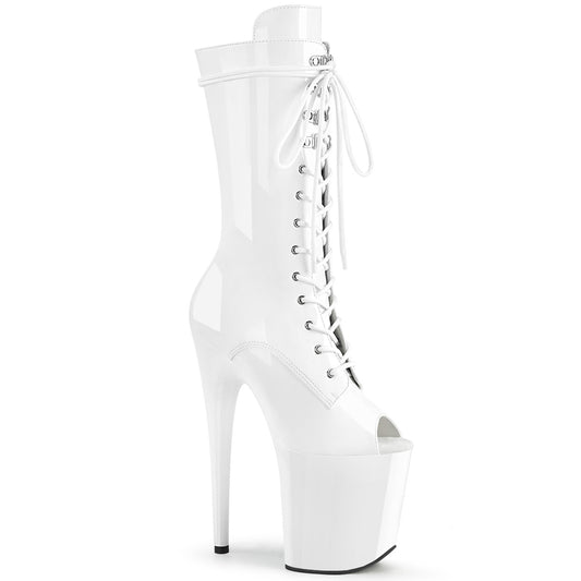 FLAMINGO-1051 8" Heel White Patent Pole Dancing -Pleaser- Sexy Shoes