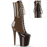 FLAMINGO-1054DC Pleaser 8 Inch Heel 2 Tone Brown Ankle Boots Exotic Dancing