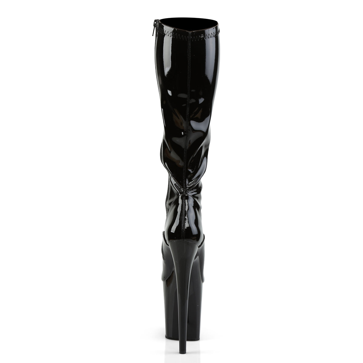 FLAMINGO-2000 8" Black Stretch Patent Pole Dancer Platforms-Pleaser- Sexy Shoes Fetish Footwear
