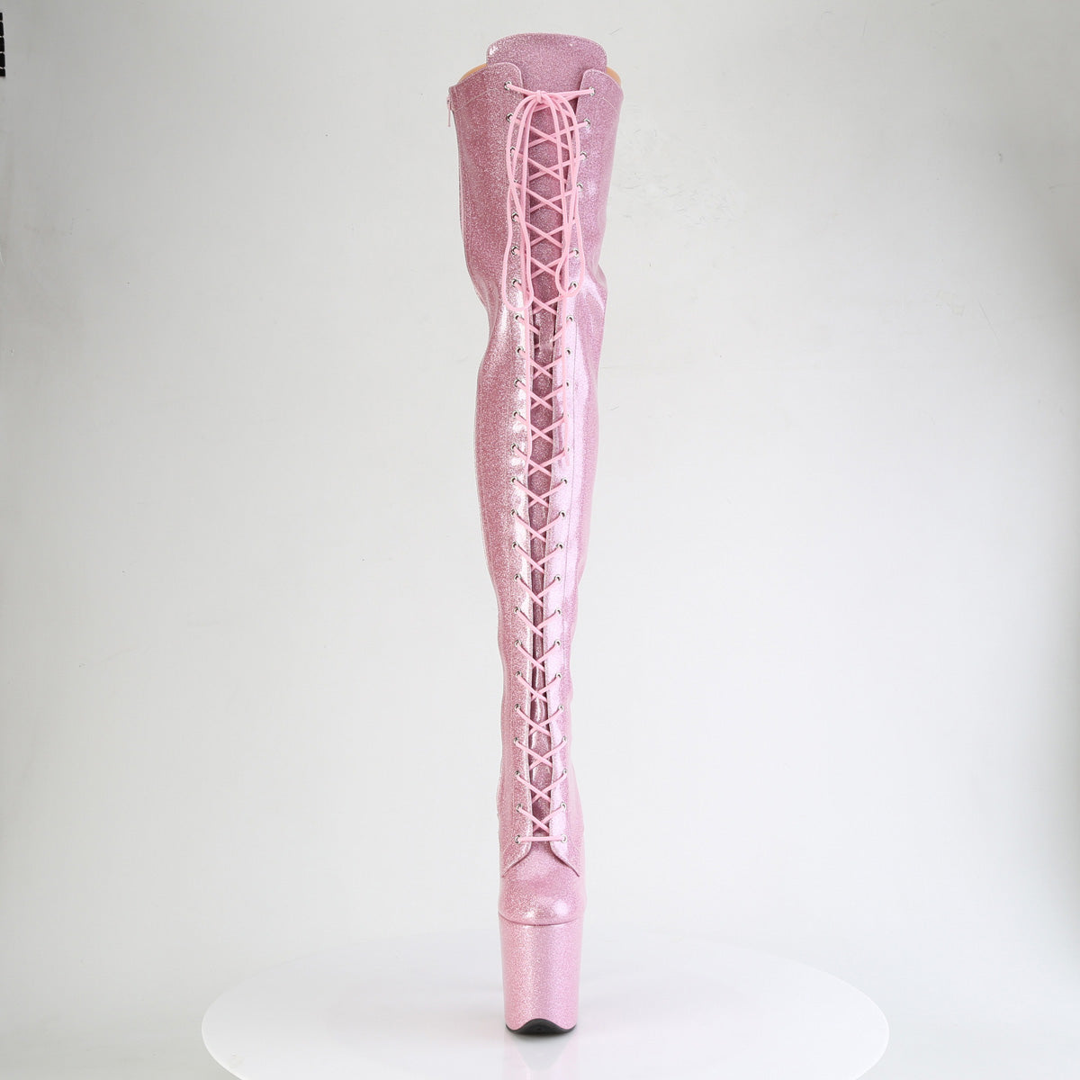 FLAMINGO-3020GP Pleaser Baby Pink Glitter Thigh High Boots