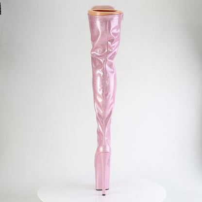 FLAMINGO-3020GP Pleaser Baby Pink Glitter Thigh High Boots