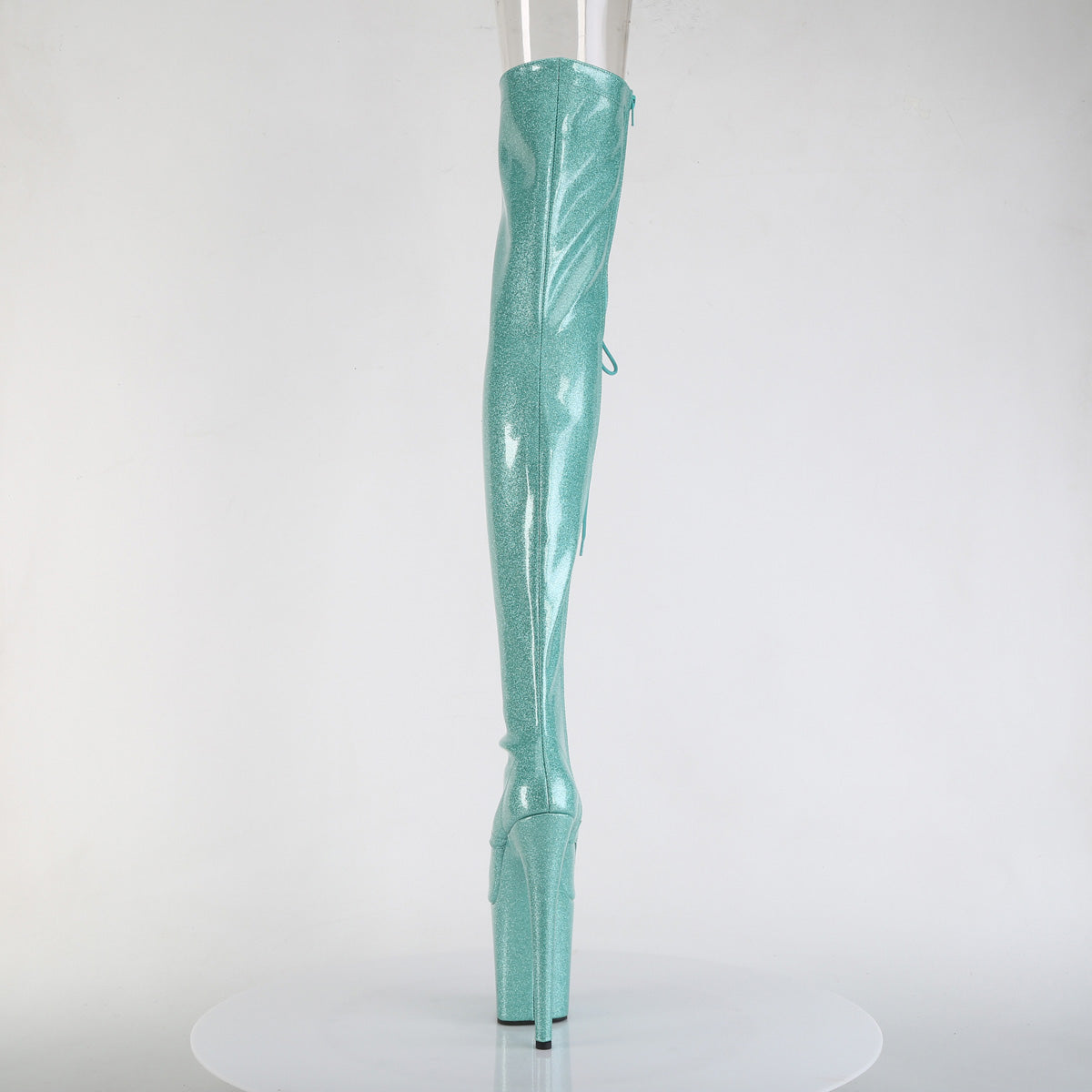 FLAMINGO-3021GP Pleaser Aqua Glitter Pole Dancing Thigh High Boots