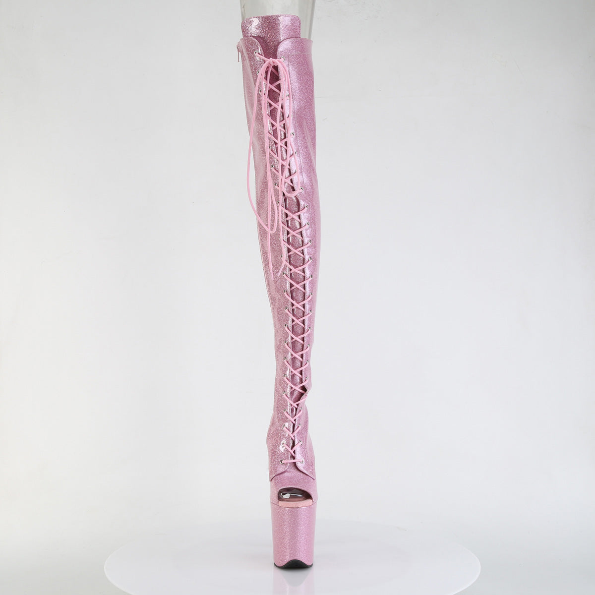 FLAMINGO-3021GP Baby Pink Glitter Pleaser Pole Dancing Thigh Boots