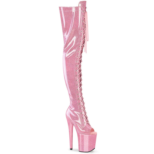 FLAMINGO-3021GP Baby Pink Glitter Pleaser Pole Dancing Thigh Boots