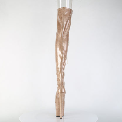 FLAMINGO-3021GP Pleaser Gold Glitter Peep Toe Pole Dancing Thigh Boots
