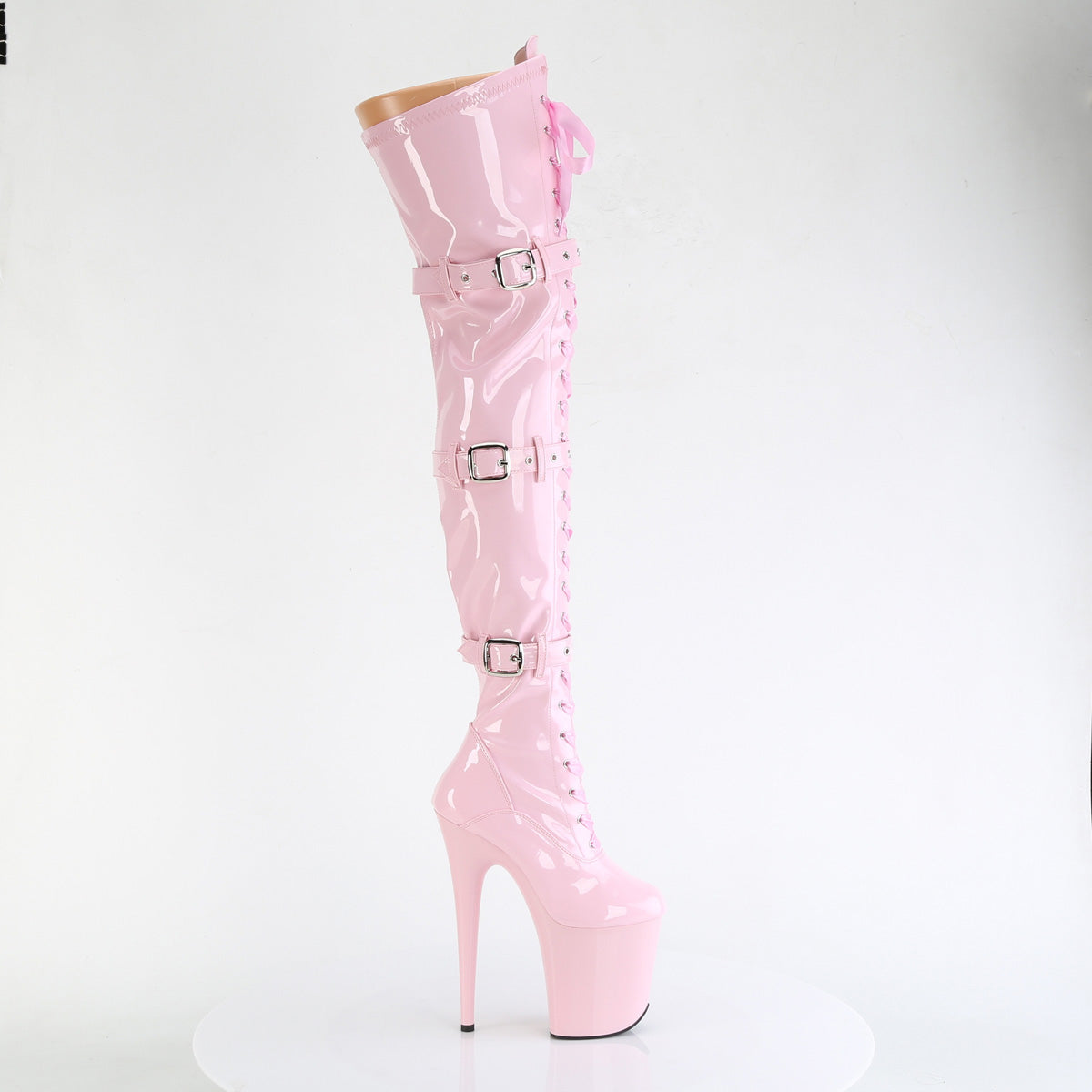 FLAMINGO-3028 Pleaser Fetish Baby Pink Thigh High Length Boots