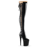 Black Patent 8 Inch Strippers Thigh High boots -  Pleaser FLAMINGO-3050