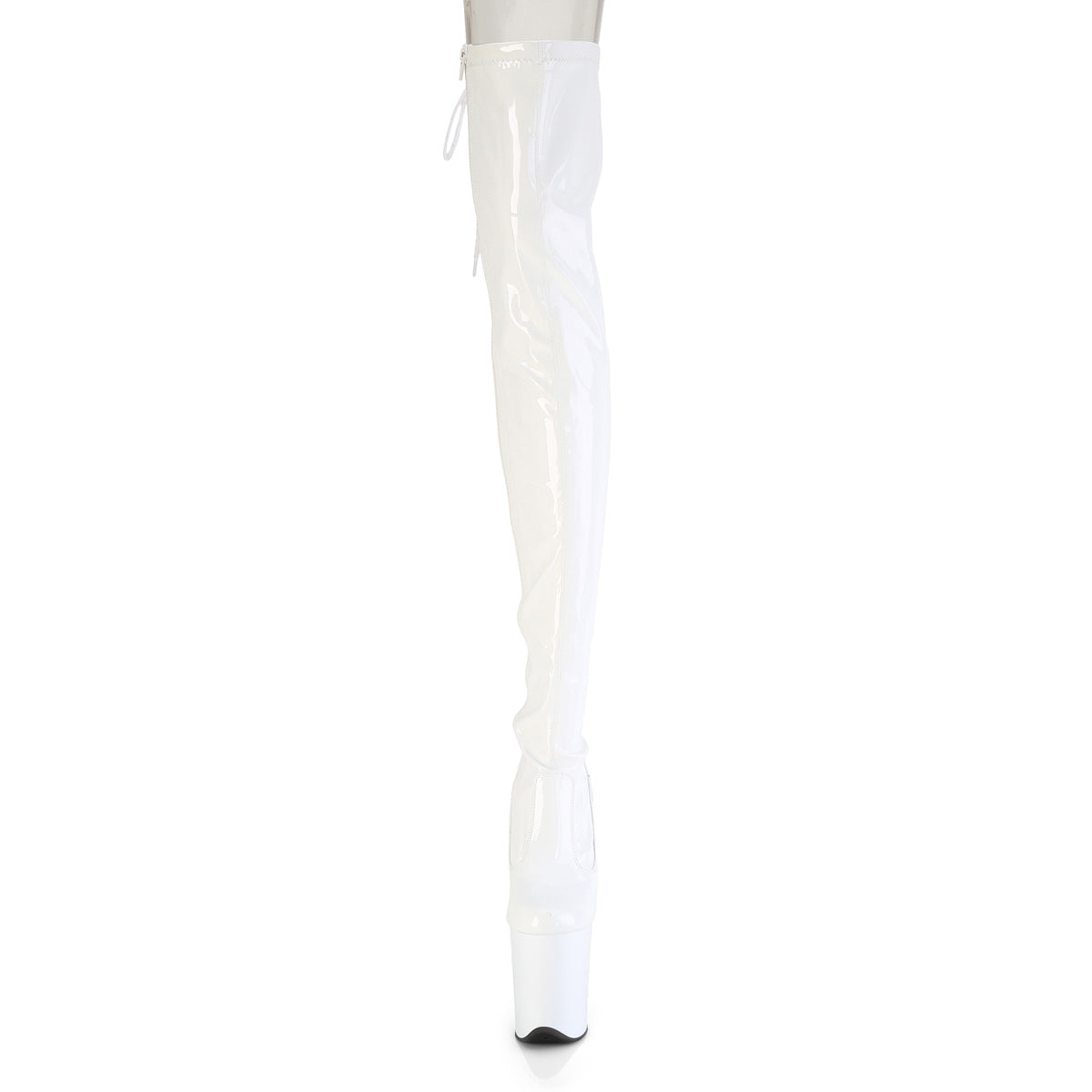 FLAMINGO-3850 White Pleaser Pole Dancing Thigh High Boots
