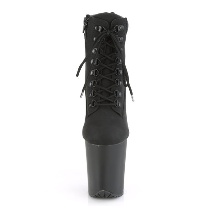 FLAMINGO-800TL-02 8" Heel Black Nubuck Pole Dancer Platforms-Pleaser- Sexy Shoes Alternative Footwear
