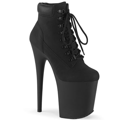 FLAMINGO-800TL-02 8" Heel Black Nubuck Pole Dancer Platforms-Pleaser- Sexy Shoes