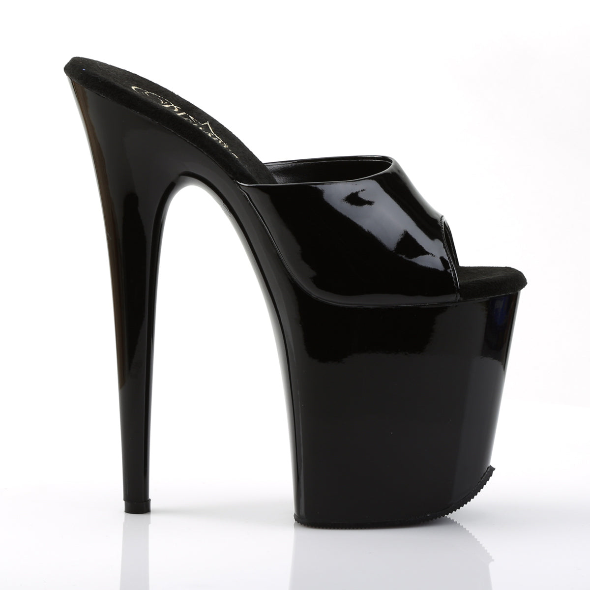FLAMINGO-801 8 Inch Heel Black Patent Pole Dancing Platforms-Pleaser- Sexy Shoes Fetish Heels