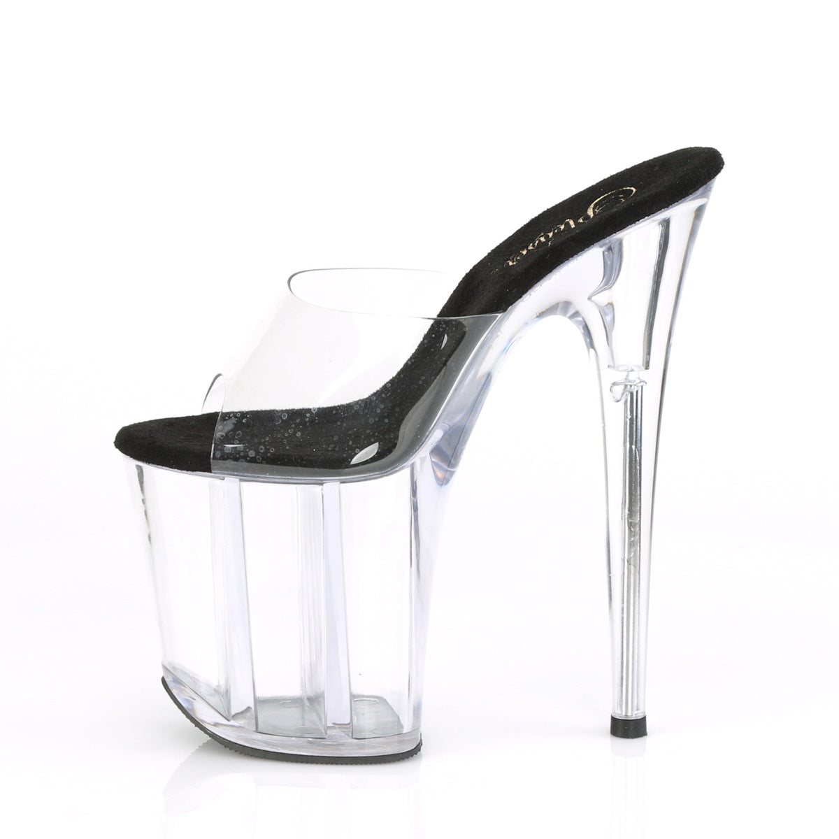 FLAMINGO-801 8" Heel Clear and Black Pole Dancing -Pleaser- Sexy Shoes Pole Dance Heels