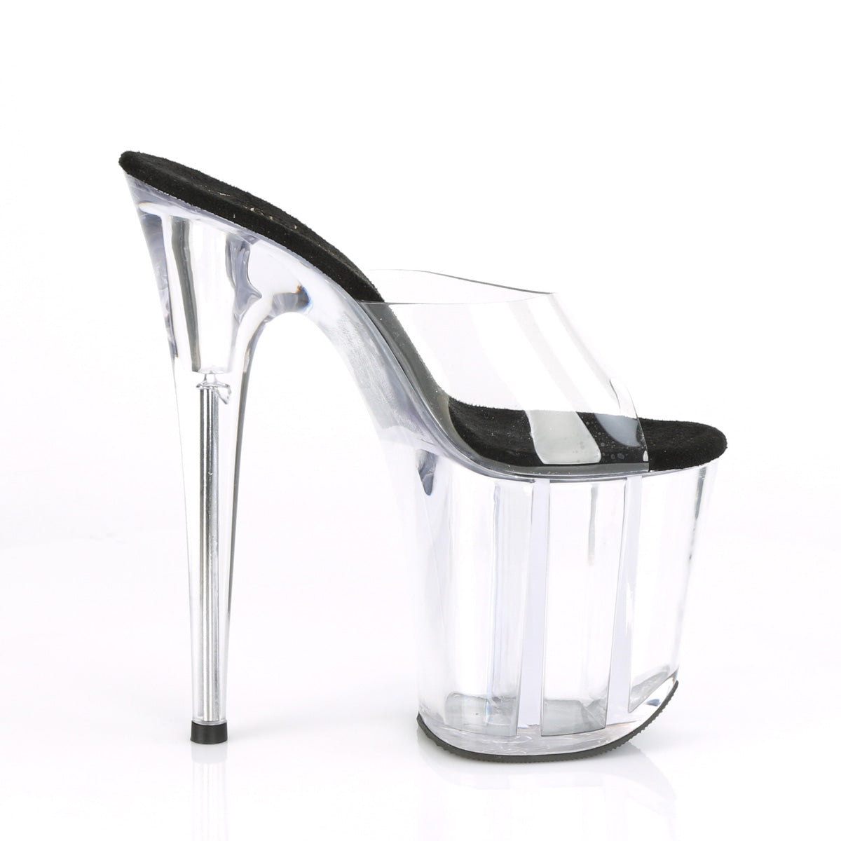 FLAMINGO-801 8" Heel Clear and Black Pole Dancing -Pleaser- Sexy Shoes Fetish Heels