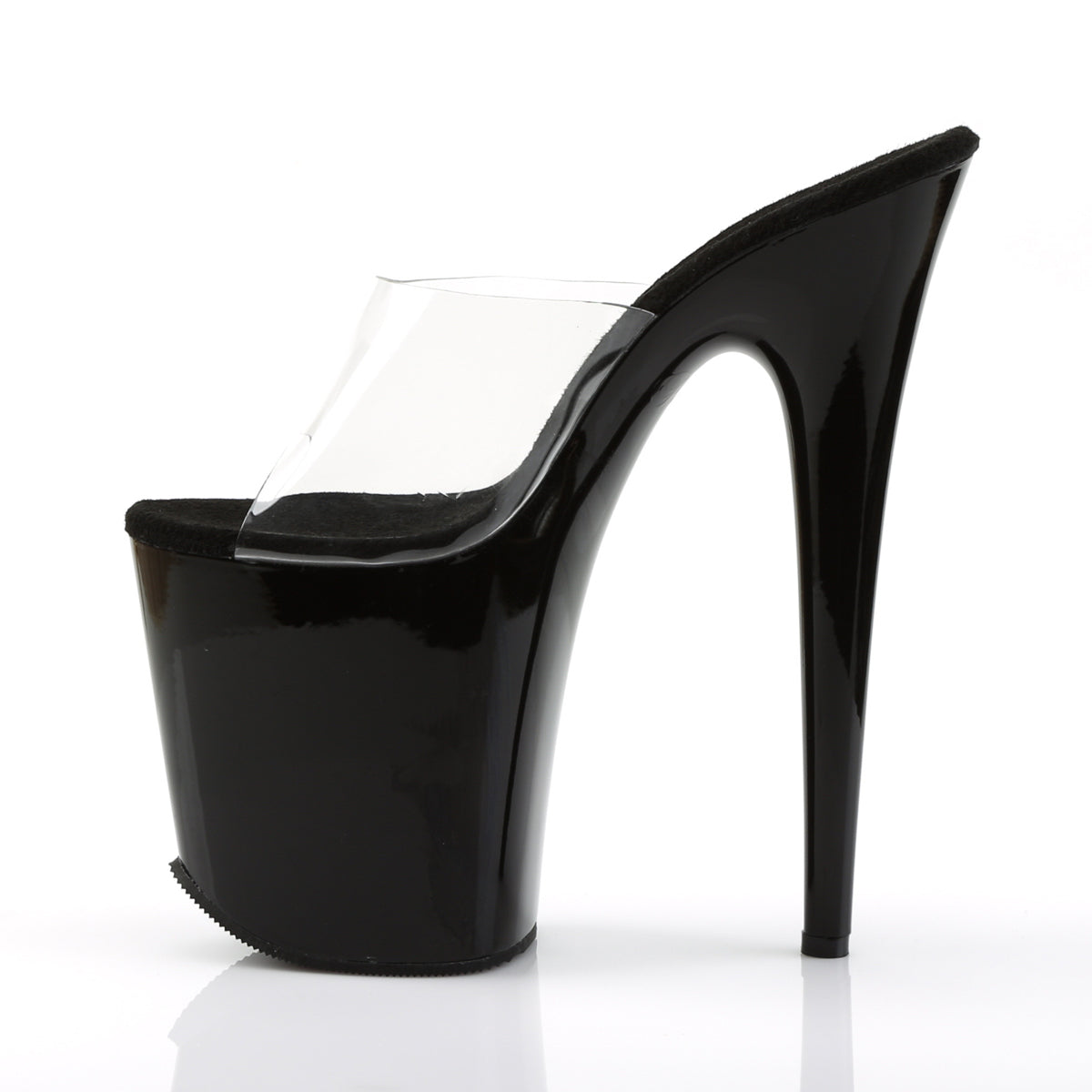 FLAMINGO-801 8" Heel Clear and Black Pole Dancing Platforms-Pleaser- Sexy Shoes Pole Dance Heels