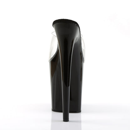 FLAMINGO-801 8" Heel Clear and Black Pole Dancing Platforms-Pleaser- Sexy Shoes Fetish Footwear