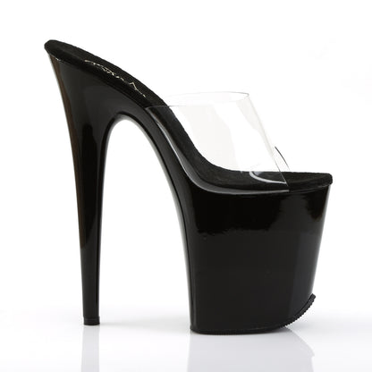 FLAMINGO-801 8" Heel Clear and Black Pole Dancing Platforms-Pleaser- Sexy Shoes Fetish Heels