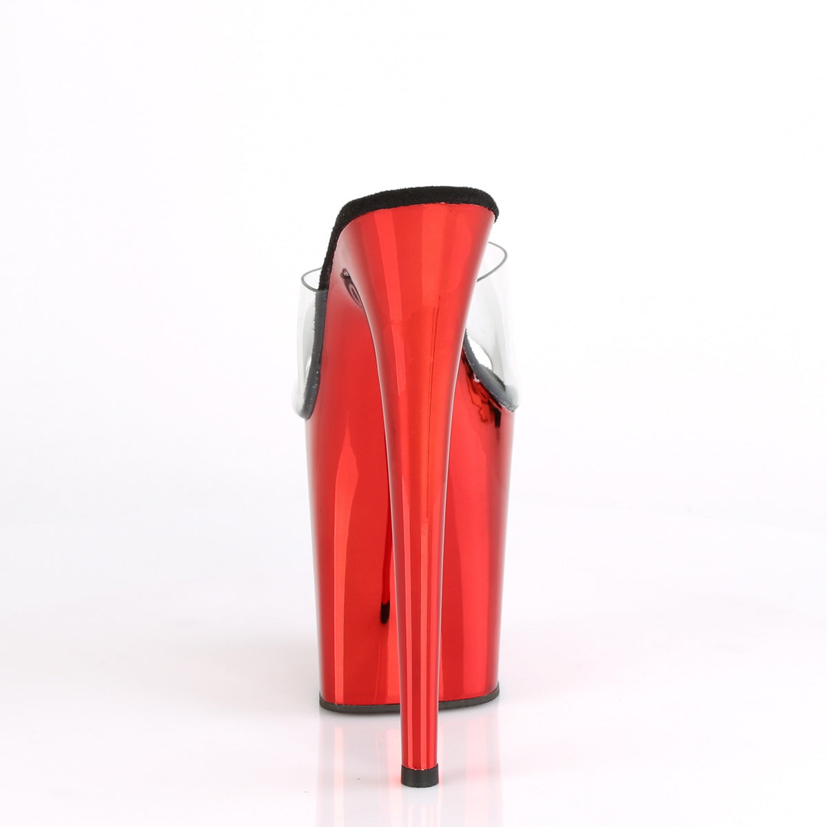 FLAMINGO-801 8" Heel Clear Red Chrome Pole Dancer -Pleaser- Sexy Shoes Fetish Footwear