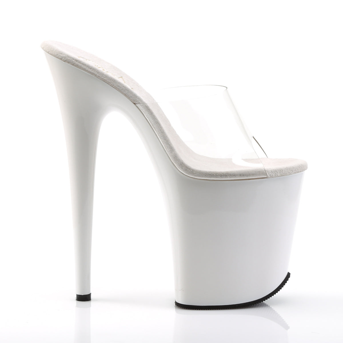 FLAMINGO-801 8" Heel Clear and White Pole Dancing Platforms-Pleaser- Sexy Shoes Fetish Heels